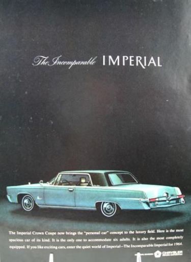1964 Chrysler Imperial Ad ~Crown Coupe