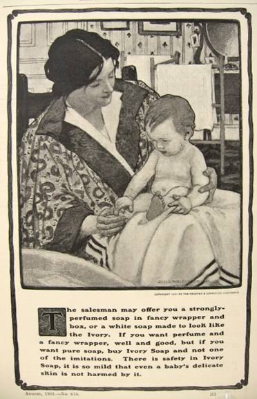 1901 Ivory Soap Ad ~ Jessie Willcox Smith ~ Baby on Mom's Lap