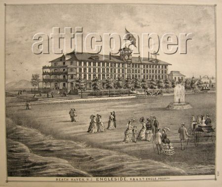 1878 Beach Haven, NJ Antique Print ~ Engleside Resort Hotel