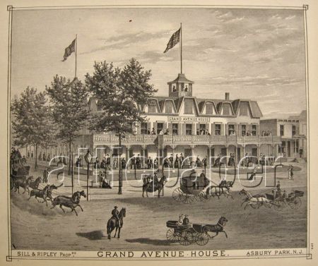 1878 Asbury Park, NJ Grand Avenue House Hotel ~ Antique Print
