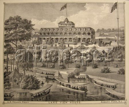 1878 Asbury Park, NJ Antique Print ~ Lake View House Hotel