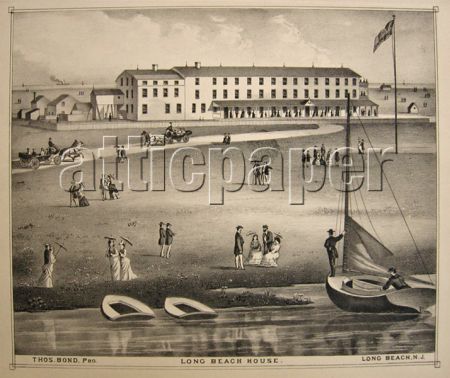 1878 Long Beach NJ Antique Print ~ Long Beach House Resort Hotel