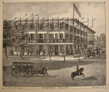 1878 Manasquan, NJ Antique Print ~ Osborn House Inn & Hotel