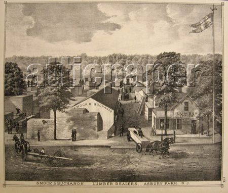 1878 Asbury Park, NJ Antique Print ~ Smock & Buchanon Lumber