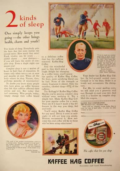 1928 Kaffee Hag Coffee Ad ~ Knute Rockne