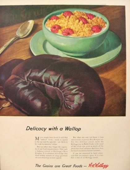 1944 Kellogg's Rice Krispies Ad ~ Boxing Glove