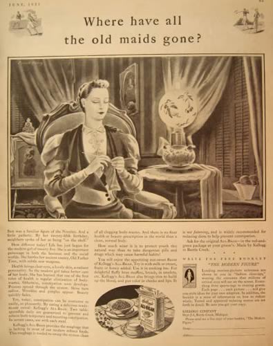 1931 Kellogg's All-Bran Cereal Ad ~ Old Maids ~ Everett Henry