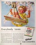 1934 Kellogg's Corn Flakes Ad ~ Young Girl on Swing