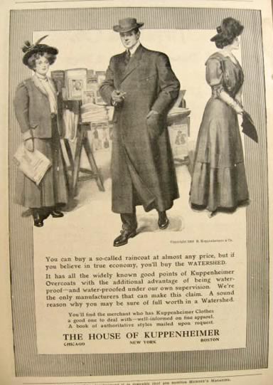1908 Kuppenheimer Men's Fashion Ad ~ Watershed Raincoat