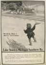1900 Lake Shore & Michigan Southern Railway Ad ~ Little Boy Waves to Papa