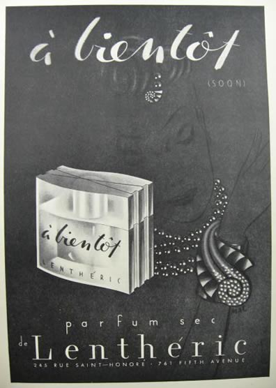 1939 Lentheric a' bientot Perfume Ad