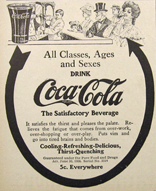 1907 Coca Cola Coke Ad ~ The Satisfactory Beverage