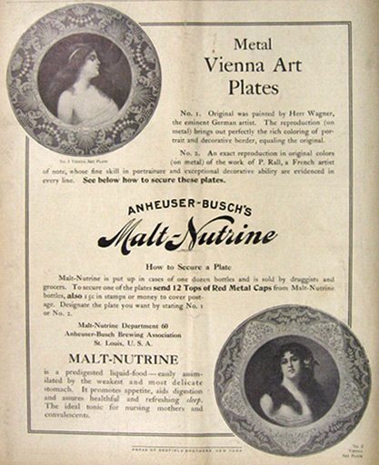 1907 Malt Nutrine Ad ~ Vienna Art Plates Offer