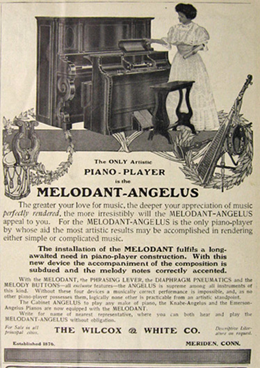1907 Wilcox & White Melodant-Angelus Piano Ad