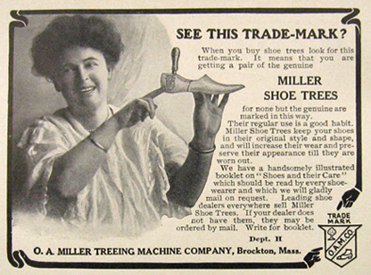 1907 Miller Antique Shoe Trees Ad