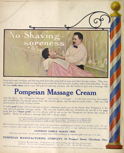 1907 Pompeian Massage Cream Ad ~ Barber Pole