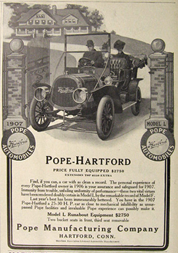 1907 Pope Motor Car Ad ~ Pope Hartford