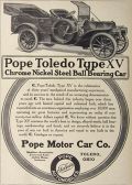 1907 Pope Motor Car Ad ~ Toledo Type XV Ball Bearing Car