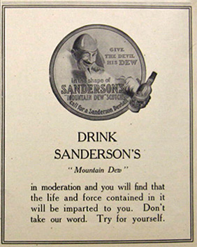 1907 Sanderson's "Mountain Dew" Scotch Ad