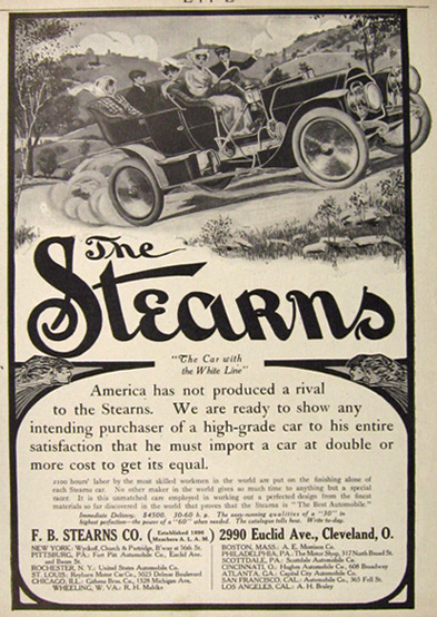 1907 Stearns Auto Ad ~ The Car with the White Line