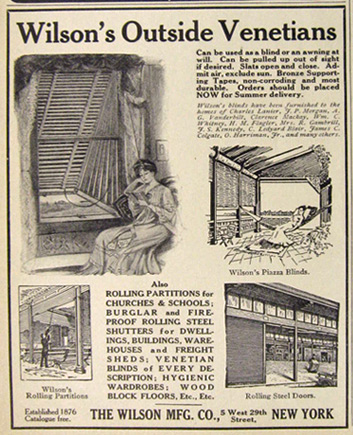 1907 Wilson's Outdoor Venetian Blinds Ad