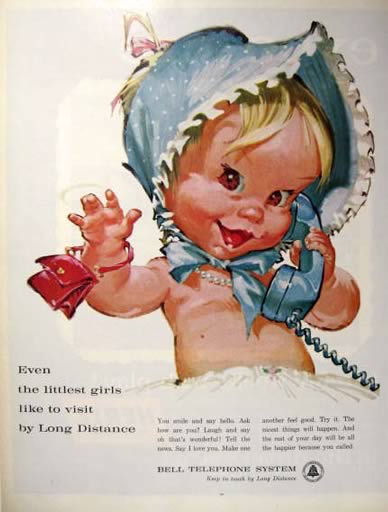 1961 Bell Telephone Ad ~ Baby with Bonnet