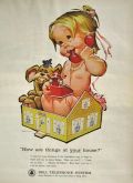 1963 Bell Telephone Ad ~ Baby in Dollhouse