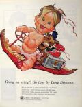 1963 Bell Telephone Long Distance Ad ~ Baby on Flying Carpet
