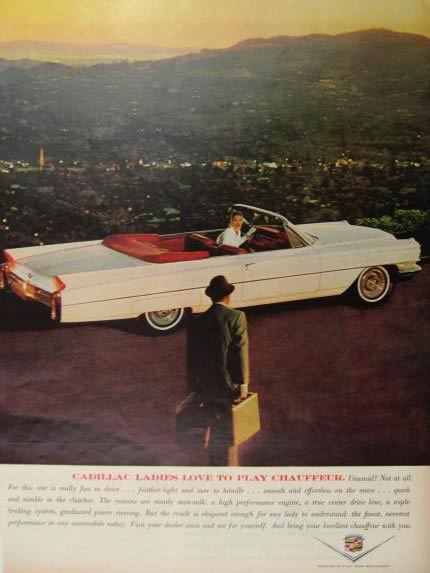 1963 Cadillac Convertible Ad ~ Ladies Play Chauffeur