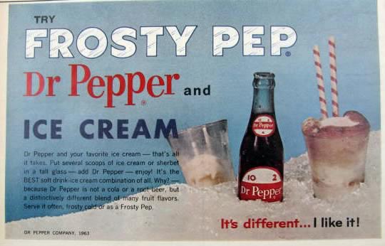 1963 Dr. Pepper Ad ~ Frosty Pep
