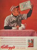 1963 Kellogg's Corn Flakes Ad ~ Old Time Baseball Player, Mudville