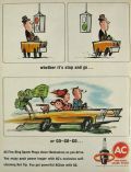 1964 AC Spark Plugs Ad ~ Robert Weber Color Cartoon