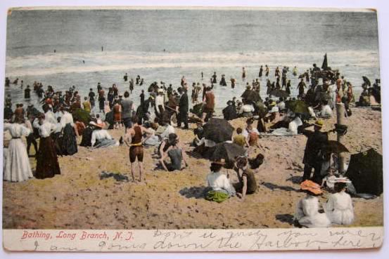 Beach Scene, Long Branch, NJ Postcard