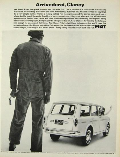 1964 Fiat Station Wagon Ad ~ Arrivederci Clancy