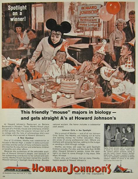 1964 Howard Johnson's Restaurant Ad ~ Bellaire Blvd., Houston TX