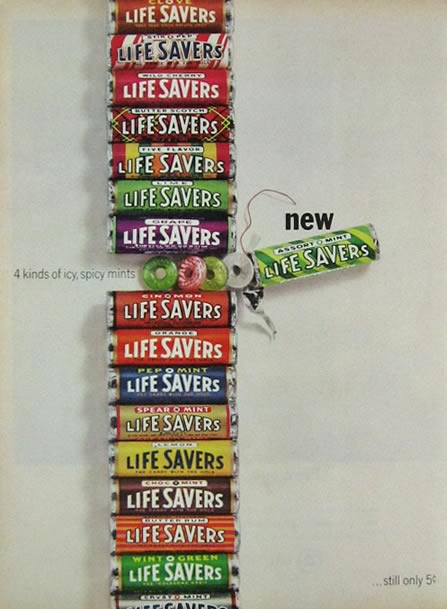 1964 Lifesavers Candy Ad ~ Icy, Spicy Mints