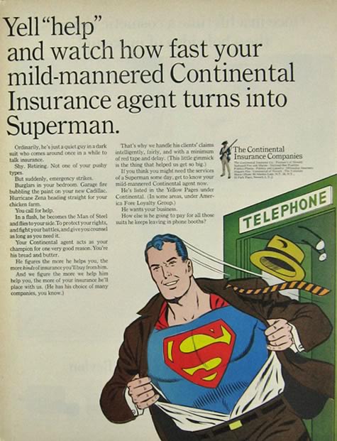 1964 Continental Insurance Ad ~ Superman