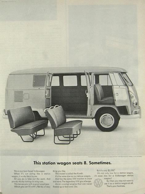 1964 Volkswagen VW Bus Ad ~ Seats 8