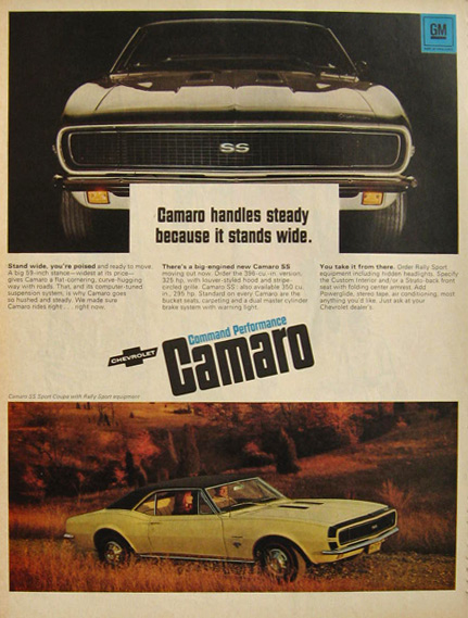 1967 Chevy Camaro SS Sport Coupe Ad ~ Handles Steady
