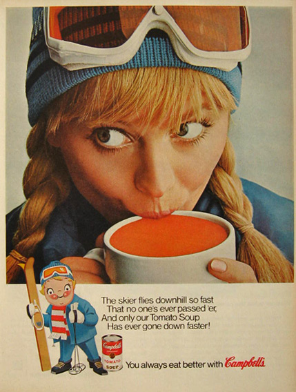 1967 Campbell's Soup Ad ~ Skier