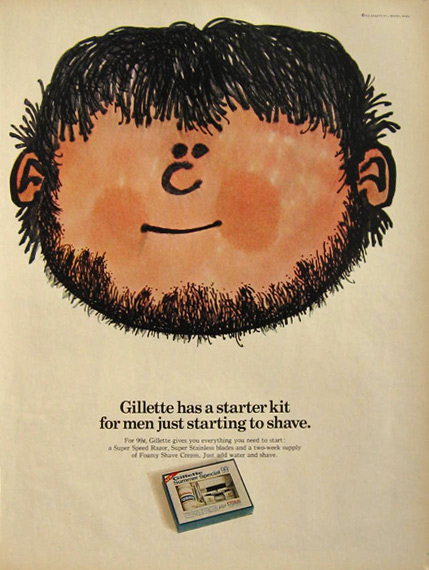 1967 Gillette Shaving Ad ~ Starter Kit