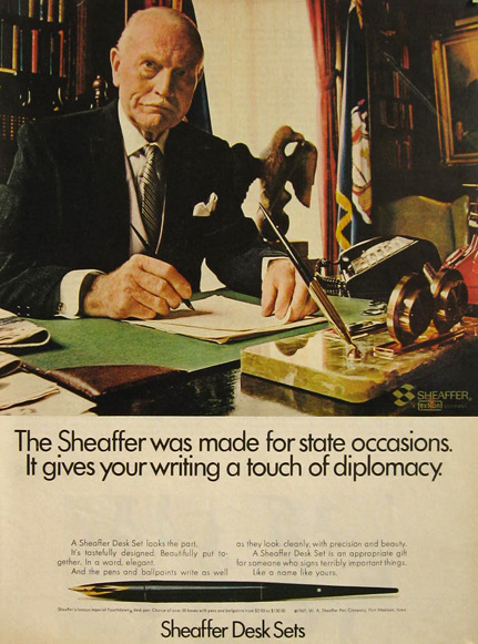 1967 Vintage Sheaffer Pen Desk Set Ad