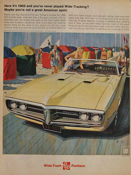 1968 Pontiac Firebird Convertible Ad ~ VK/AF Art