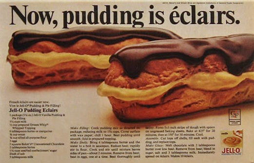 1968 Jello Pudding Ad ~ Eclairs Recipe