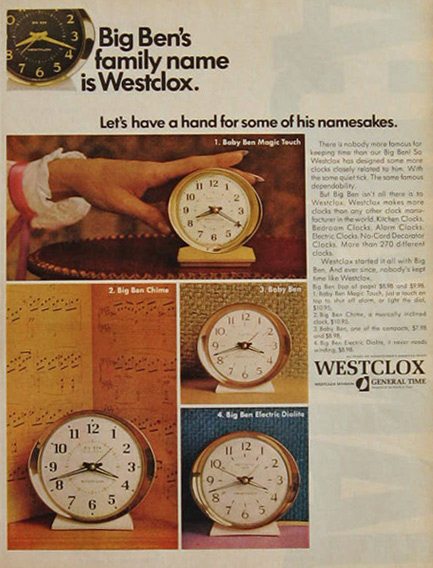 1968 Vintage Westclox Big Ben Ad