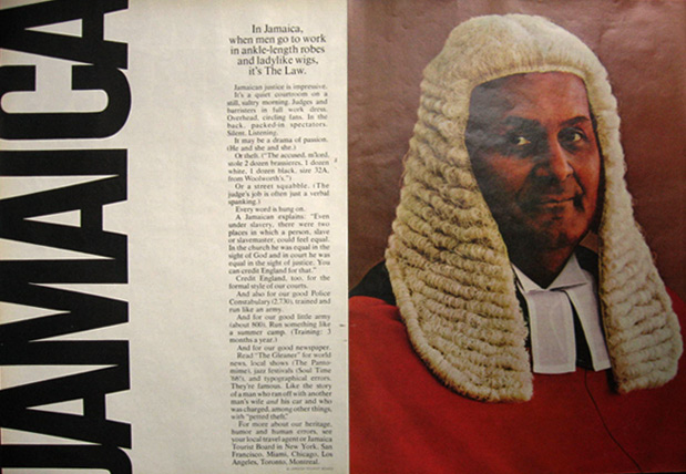 1969 Jamaica Tourism Ad ~ Judge in Wig