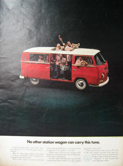 1969 Volkswagen VW Bus Ad ~ No Other Wagon Can Carry This Tune