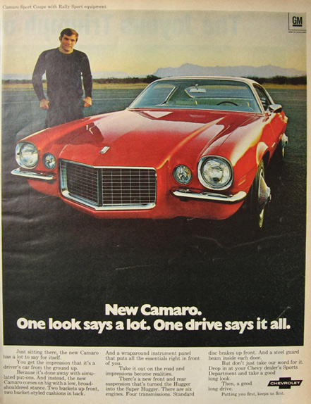 1970 Chevy Camaro Sport Coupe Ad ~ One Look Says A Lot