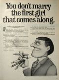 1967 Cigar Institute Ad ~ First Girl That Comes Along