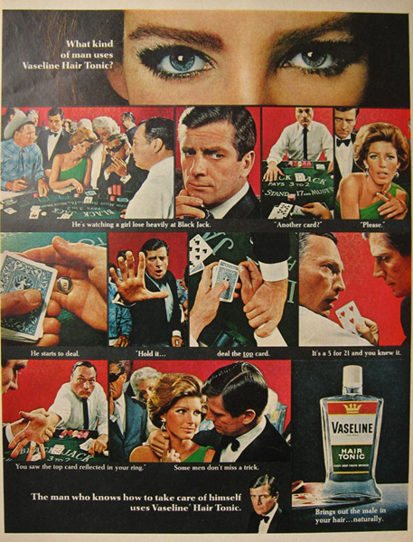 1968 Vaseline Hair Tonic Ad ~ What Kind of Man?